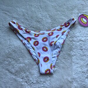 Odd Future Donuts White High Leg Hipster Bikini Bottoms Size Medium NWT